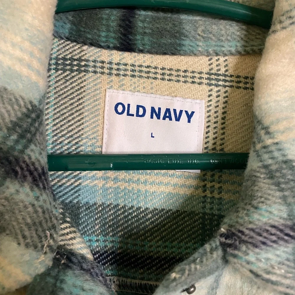 Old Navy Teal and Cream Plaid Jacket - Picture 5 of 6